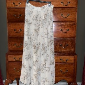 White House Black Market beige floral print long skirt